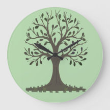 🌳 Pale Green Tree of Life Wall Clock