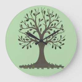 Reloj Redondo Grande 🌳 Pale Green Tree of Life Wall Clock 