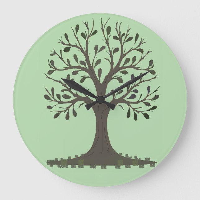 Reloj Redondo Grande 🌳 Pale Green Tree of Life Wall Clock  (Anverso)