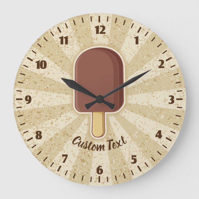 Reloj Redondo Grande Paleta de Helado de Chocolate (Anverso)