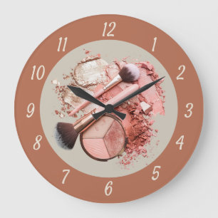 Reloj Redondo Grande Paleta de Maquillaje Cosmético Rosa Sonrojado