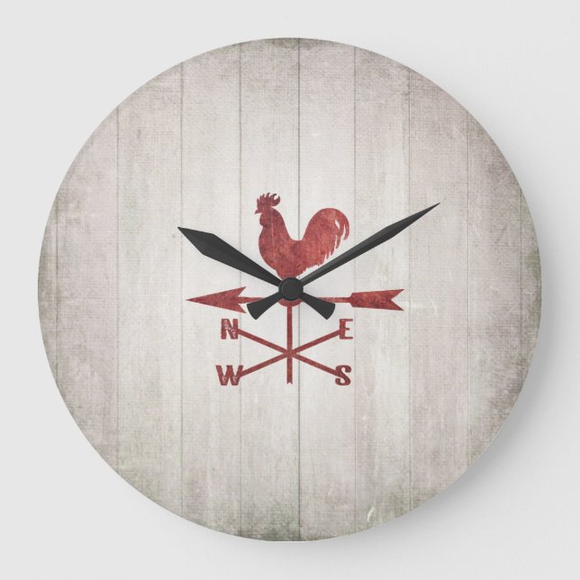 Reloj Redondo Grande Paleta de tiempo rústica (roja) (Anverso)