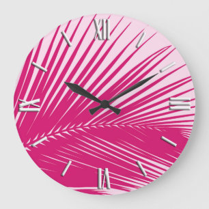 Reloj Redondo Grande Palm leaf - magenta pink