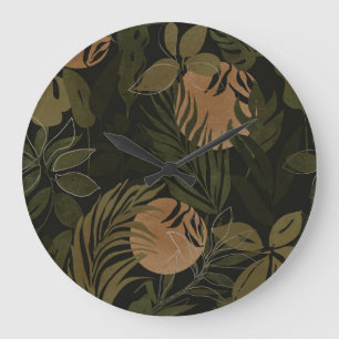 Reloj Redondo Grande Palm Luna Tropical: Patrón sin foco nocturno