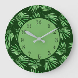 Reloj Redondo Grande Palm tropical deja oliage verde moderno