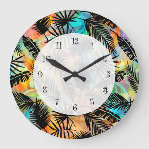Reloj Redondo Grande Palm tropical hawaiana deja la modernidad