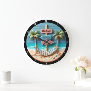 Reloj Redondo Grande Palmeras Relajantes Con Temática Playa