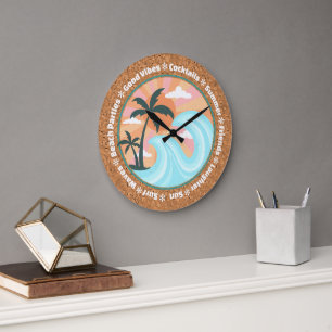 Reloj Redondo Grande Palmeras Tropicales De Las Islas Hawaianas En Faux
