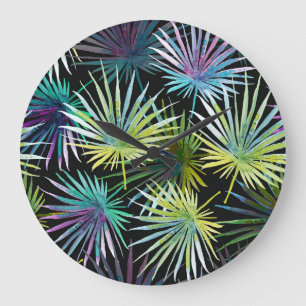 Reloj Redondo Grande Palmilla exótica deja acuarela