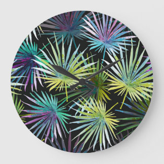 Reloj Redondo Grande Palmilla exótica deja acuarela