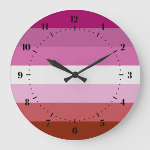 Reloj Redondo Grande Palo de labios Bandera del Orgullo Lesbiano Gran R