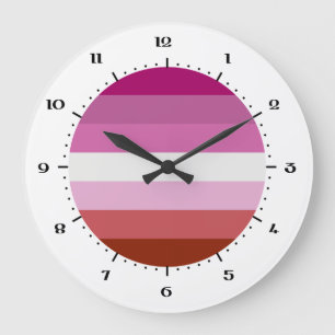 Reloj Redondo Grande Palo de labios Bandera del Orgullo Lesbiano Gran R
