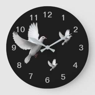 Reloj Redondo Grande Paloma del blanco