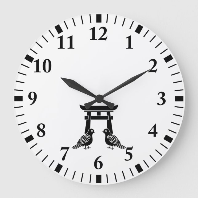 Reloj Redondo Grande Palomas de frente y Torii (Anverso)