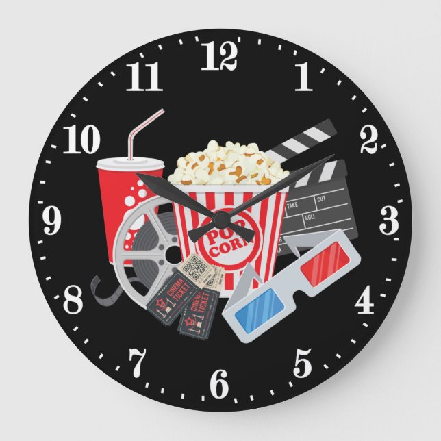 Reloj Redondo Grande palomitas de cine fresco (Anverso)