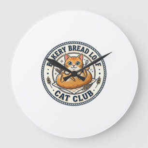 Reloj Redondo Grande Pan de Hogaza de Panadería Gato Gato Regalo para M