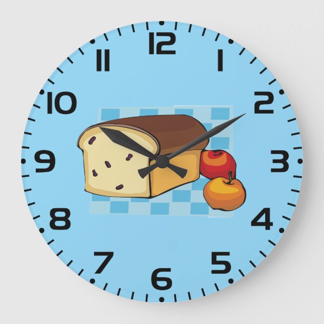 Reloj Redondo Grande Pan de pasas y manzanas rojas (Anverso)