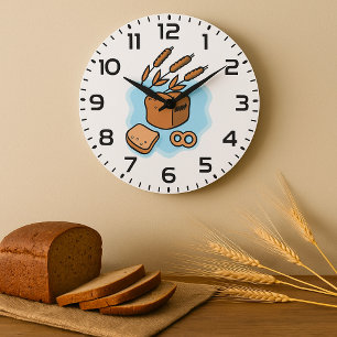Reloj Redondo Grande Pan Integral Rústico Hogar Comida Campestre