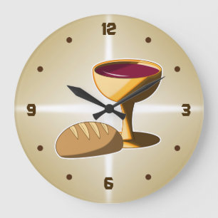 Reloj Redondo Grande Pan y vino La última comunión de Pascua de la cena