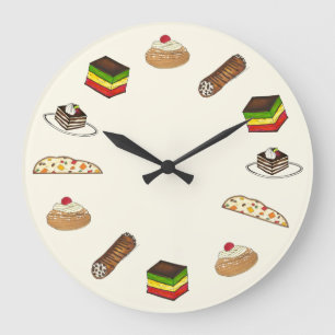 Reloj Redondo Grande Panadería italiana Zeppole Cannoli Tiramisu Biscot