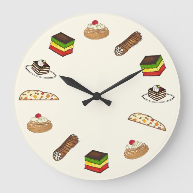 Reloj Redondo Grande Panadería italiana Zeppole Cannoli Tiramisu Biscot (Anverso)