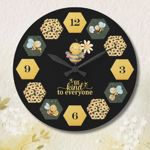 Reloj Redondo Grande Panal de Abeja Linda y Girasol