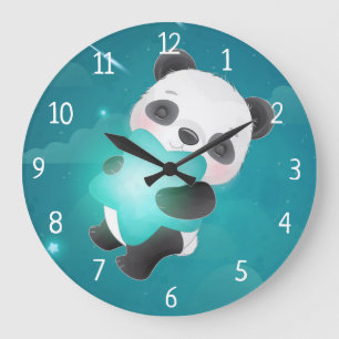 Reloj Redondo Grande Panda Bear with Star