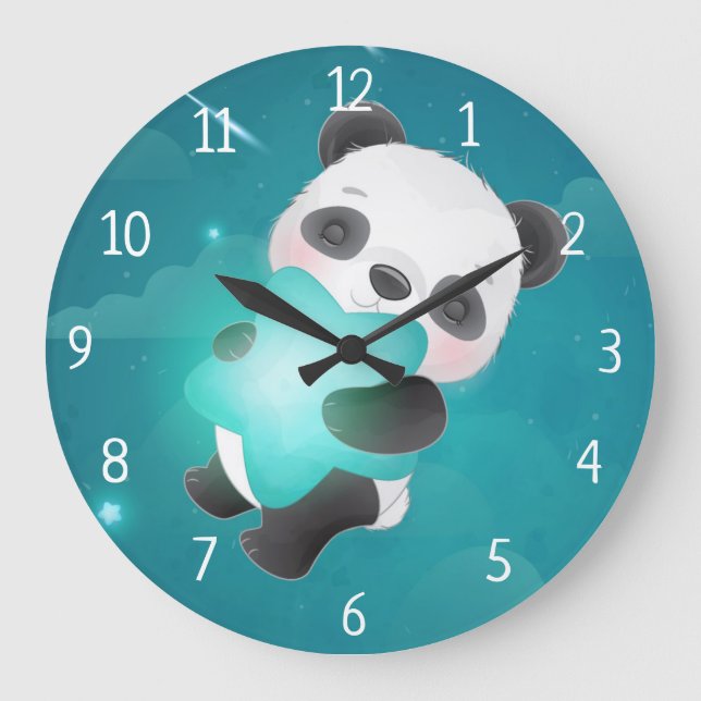 Reloj Redondo Grande Panda Bear with Star (Anverso)