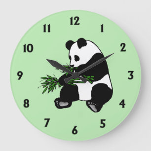 Reloj Redondo Grande Panda gigante verde