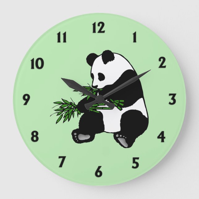 Reloj Redondo Grande Panda gigante verde (Anverso)