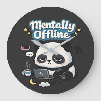 Reloj Redondo Grande Panda Mentalmente Desconectado | Estética Lo-Fi In