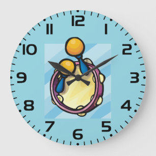 Reloj Redondo Grande Pandereta y Maracas