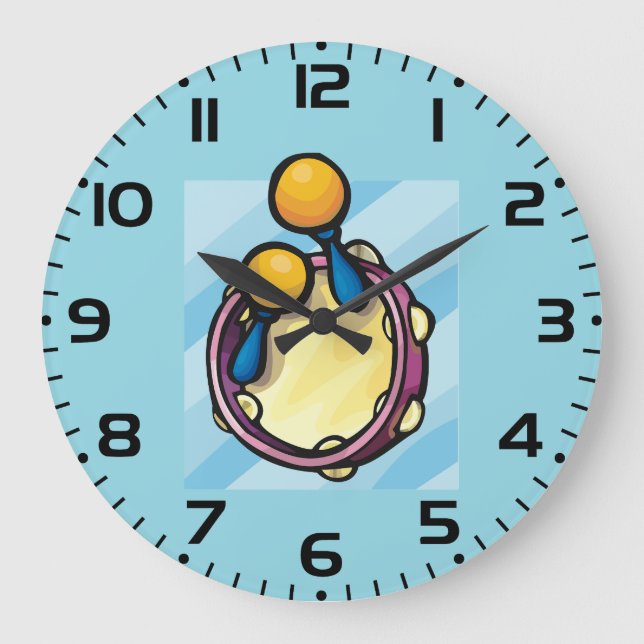 Reloj Redondo Grande Pandereta y Maracas (Anverso)
