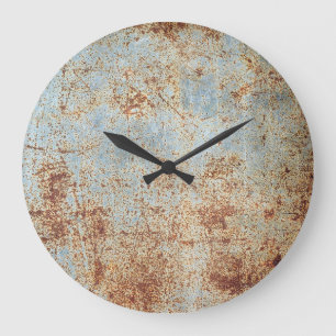 Reloj Redondo Grande Panel metalizado rusto, fondo texturado