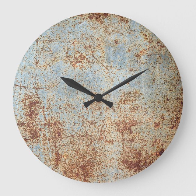 Reloj Redondo Grande Panel metalizado rusto, fondo texturado (Anverso)