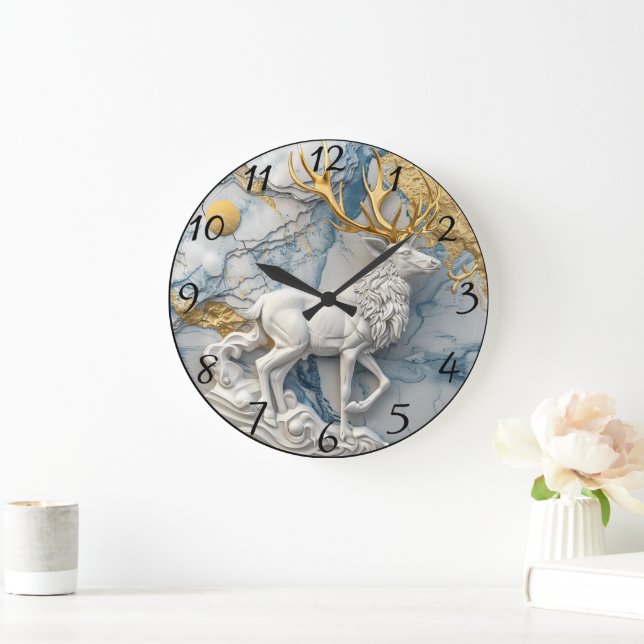 Reloj Redondo Grande Pantalla de vacaciones de renos encantados (Hogar)