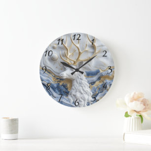 Reloj Redondo Grande Pantalla mágica de renos de vacaciones