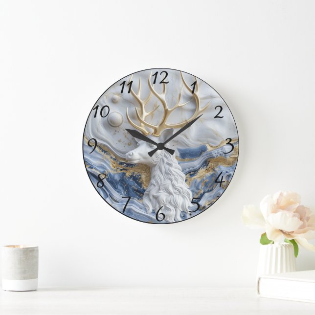 Reloj Redondo Grande Pantalla mágica de renos de vacaciones (Hogar)