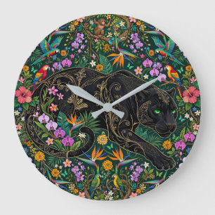 Reloj Redondo Grande Pantera al acecho Surrealista Jungla
