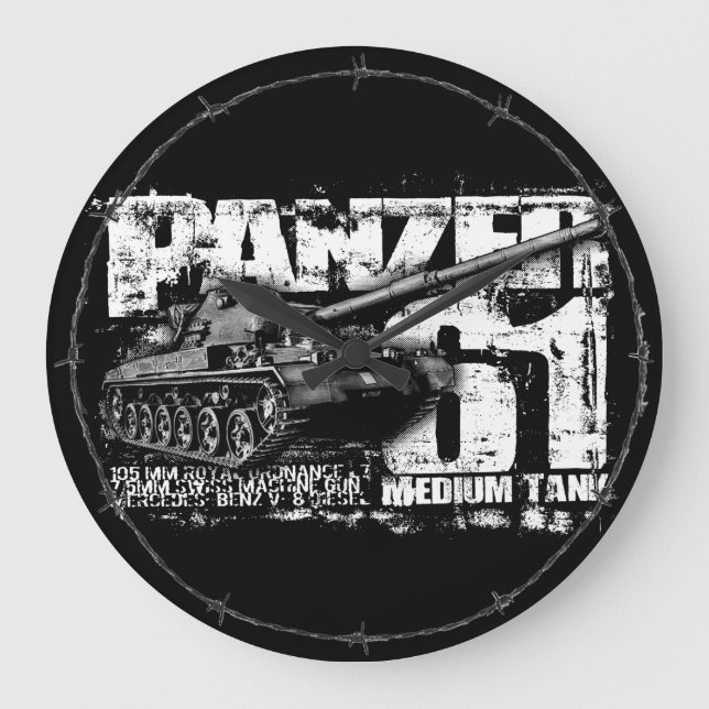 Reloj Redondo Grande Panzer 61 Wallclocks (Anverso)