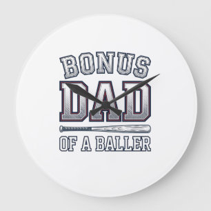Reloj Redondo Grande Papa Bonus de un diseño de camiseta deportiva vint