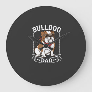Reloj Redondo Grande Papa Bulldog Perro Gafas de sol Bandana