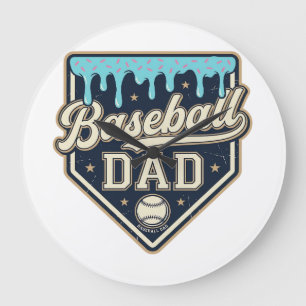 Reloj Redondo Grande Papá de béisbol placa de home goteante vector vint