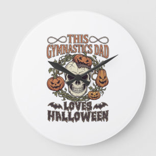 Reloj Redondo Grande Papá de Gimnasia Ama Calabazas Murciélagos Cráneos