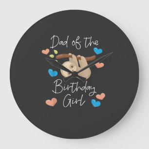 Reloj Redondo Grande Papá de la Cumpleañera Sloth Fiesta de Cumpleaños