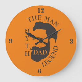 Reloj Redondo Grande Papá el hombre, el mito, el naranja de textos de l