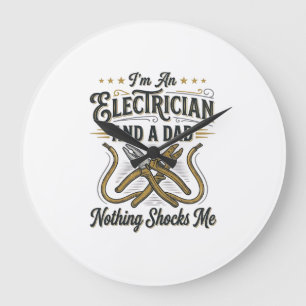 Reloj Redondo Grande Papá electricista Nada me sorprende Camiseta vinta