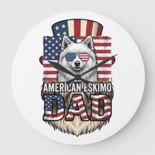 Reloj Redondo Grande Papá Eskimo Americano Patriótico Vintage Perro