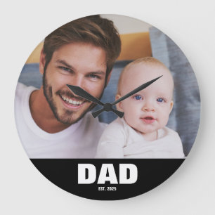 Reloj Redondo Grande Papá Estableció Moderno Blanco Foto Redonda Negrit