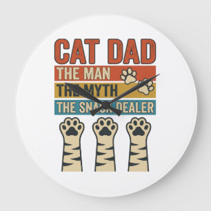Reloj Redondo Grande Papá Gato El Distribuidor de Snacks Camiseta Vinta
